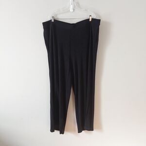 Chicos Travelers Wide Leg Pocket Pant Plus Size 4 R Comfort Black Slinky Pull-on